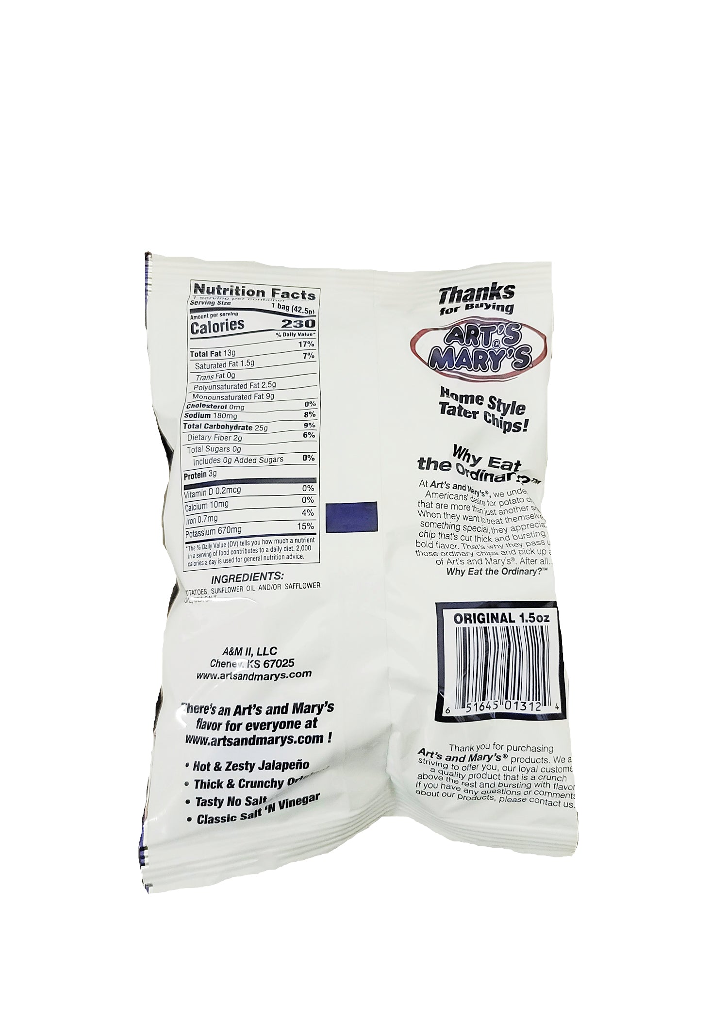 Art's & Mary's - Original Home Style Tater Chip 1.5oz bags